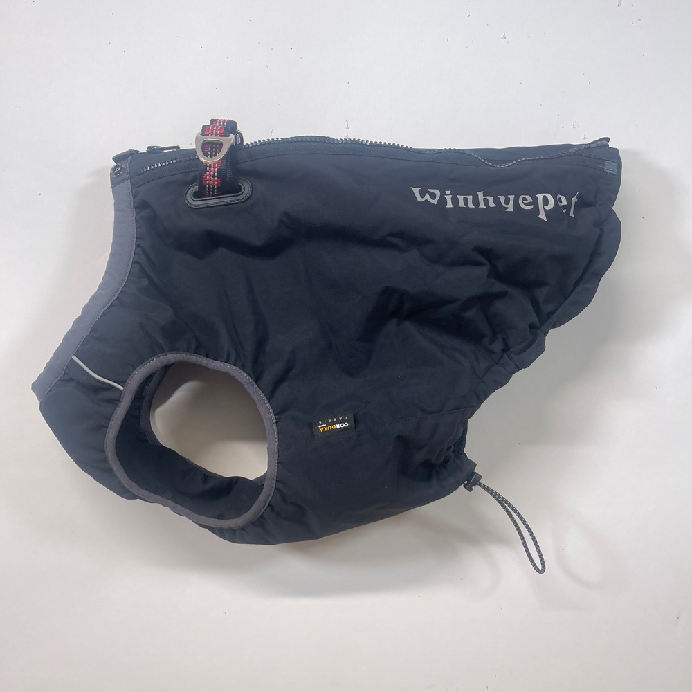 Winhyepet Dog Coat Puffer Vest Black Cordura‎ Fabric Weatherproof
